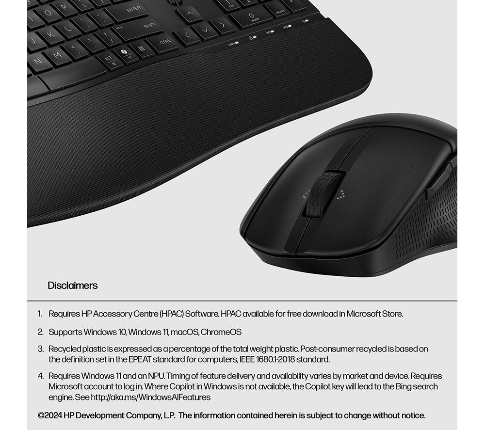 HP 680 Comfort Dual-Mode Wireless Keyboard & Mouse Set - Black image number 8 of 11