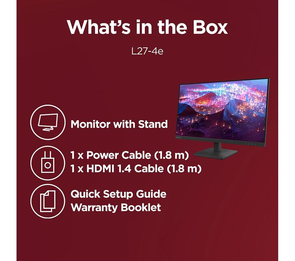 LENOVO L27-4e Full HD 27" IPS Monitor - Raven Black image number 11 of 11