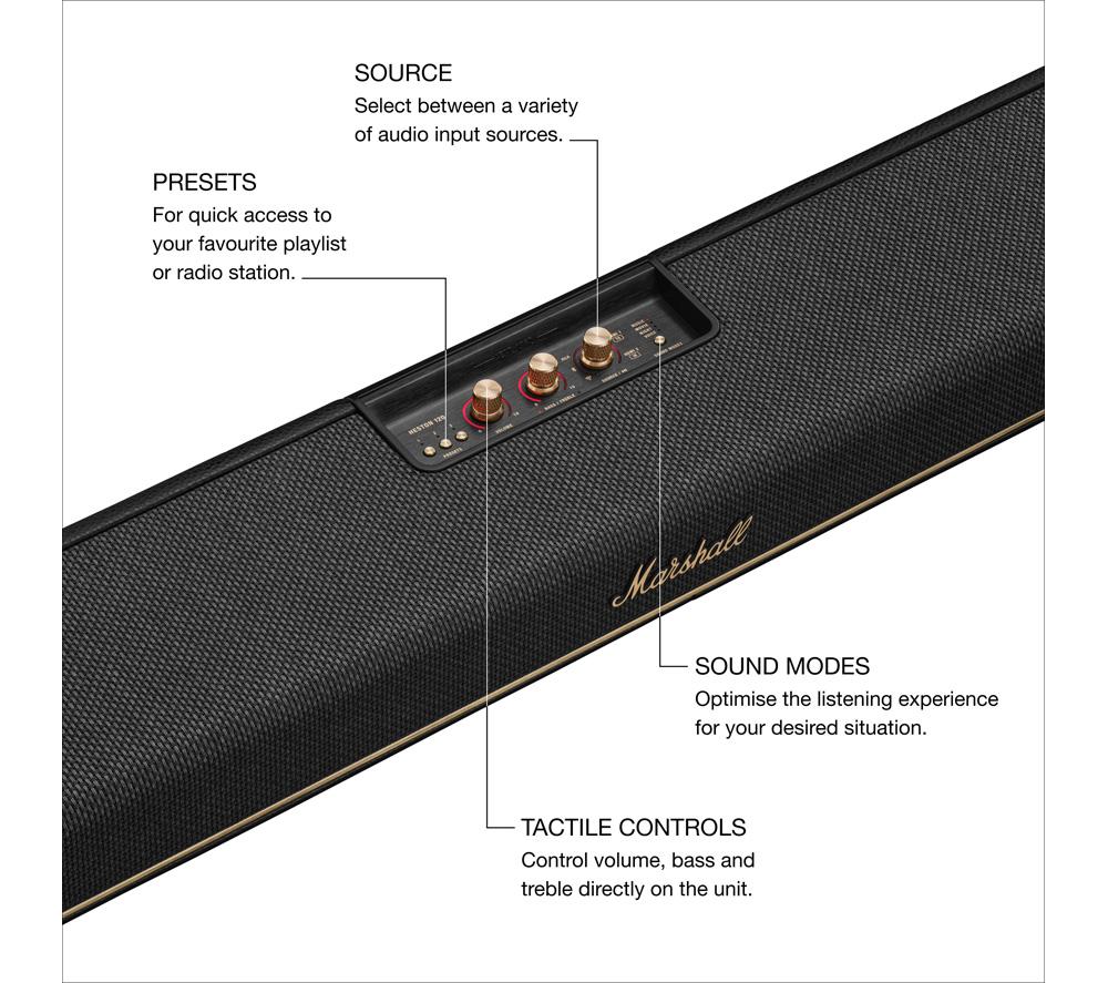 MARSHALL Heston 120 5.1.2 All-in-One Sound Bar - Black image number 6 of 10