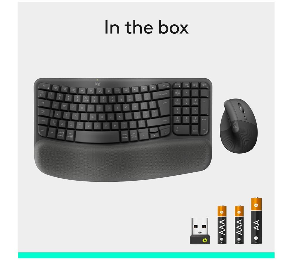 LOGITECH Wave Keys Wireless Keyboard & Lift Mouse Set - Graphite image number 11 of 11