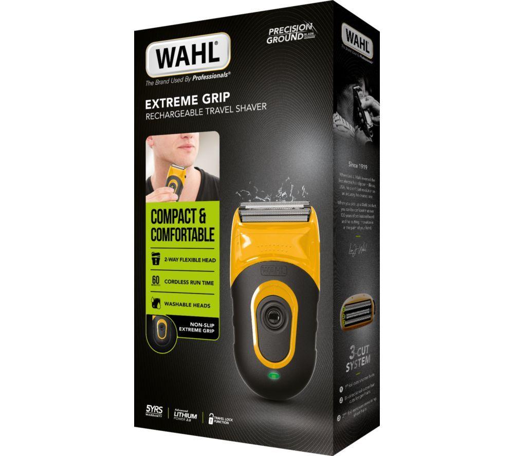 WAHL Extreme Grip Compact Travel Shaver - Black & Yellow