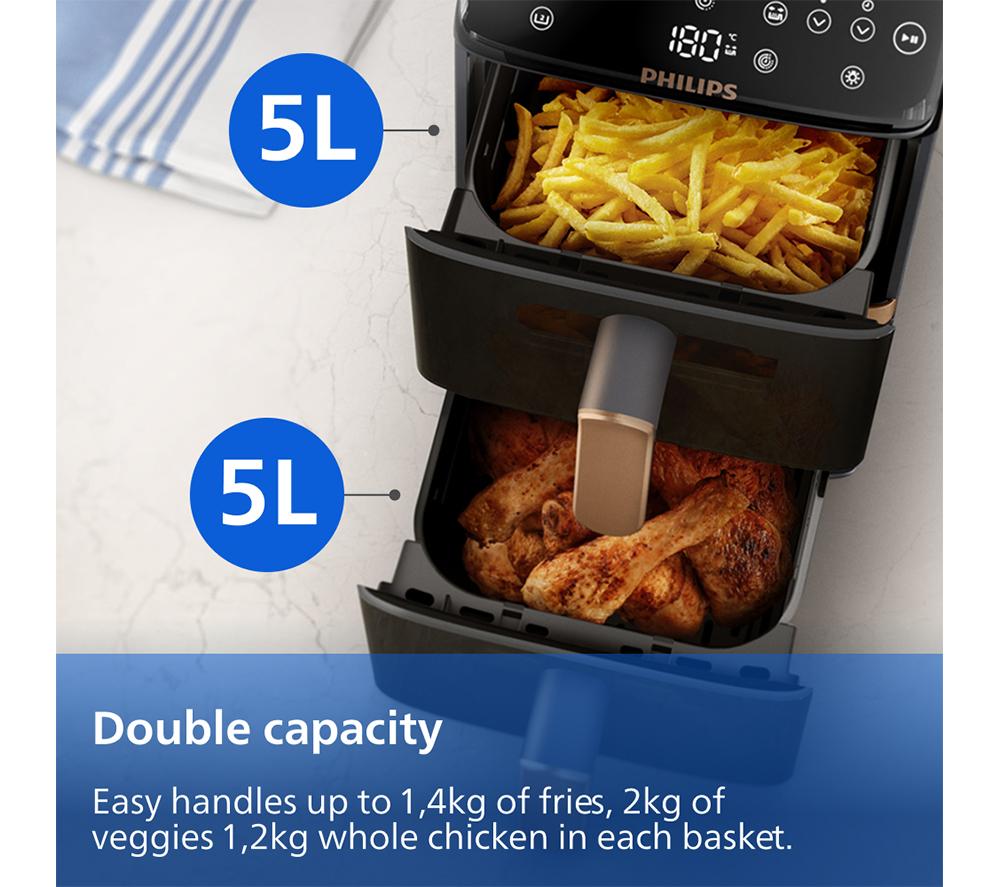 PHILIPS 4000 Series NA462/79 Stacked Dual Basket Air Fryer - Black & Copper image number 7 of 16