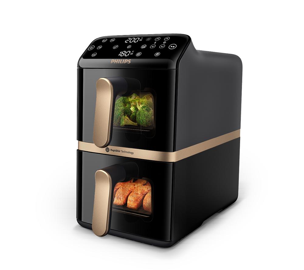 PHILIPS 4000 Series NA462/79 Stacked Dual Basket Air Fryer - Black & Copper image number 15 of 16