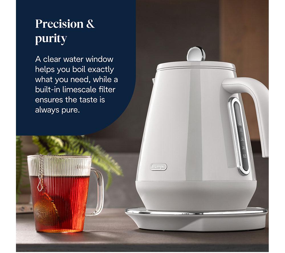 DELONGHI Eclettica Variable Temperature KBY3011.W Jug Kettle - Whimsical White image number 6 of 7