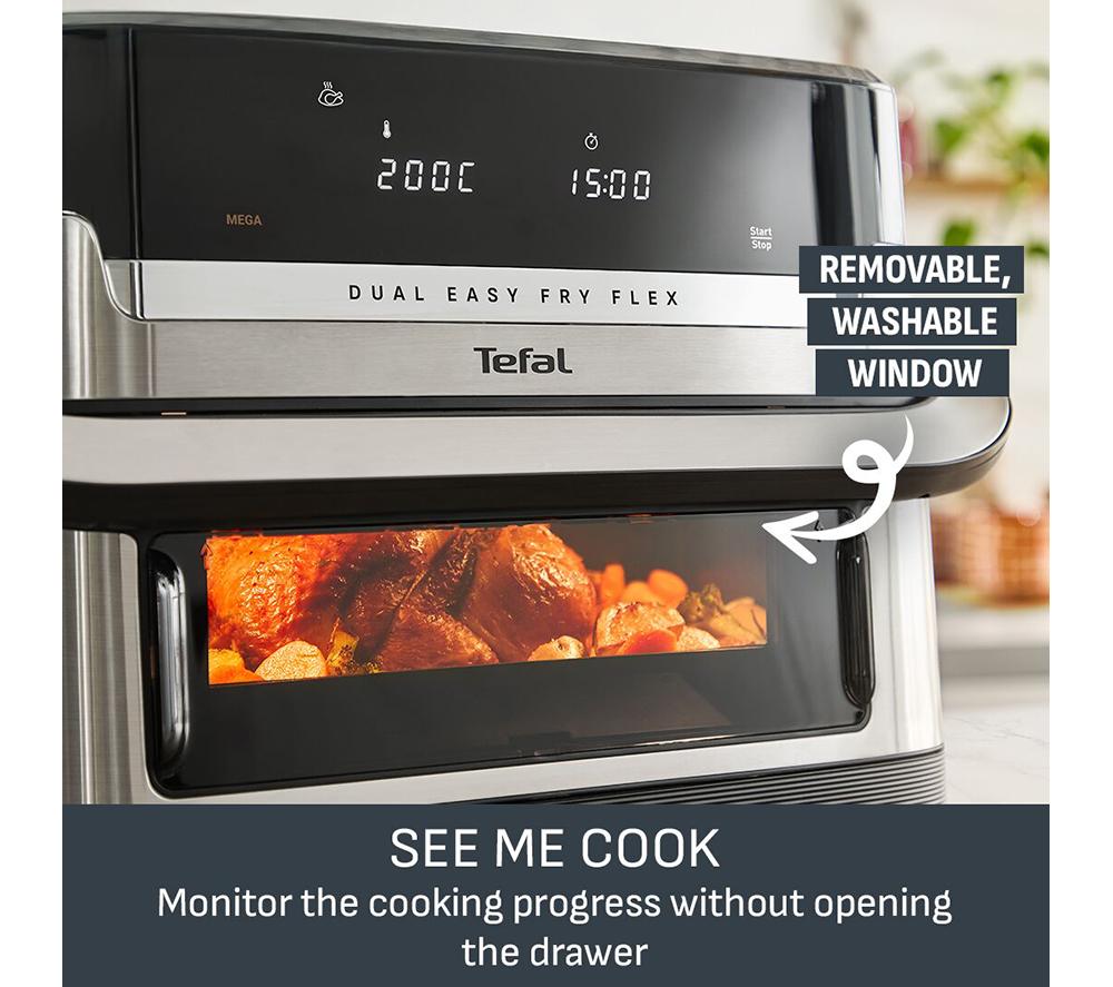 TEFAL Easy Fry EY922 9L FlexDrawer Dual Air Fryer - Stainless Steel image number 5 of 10
