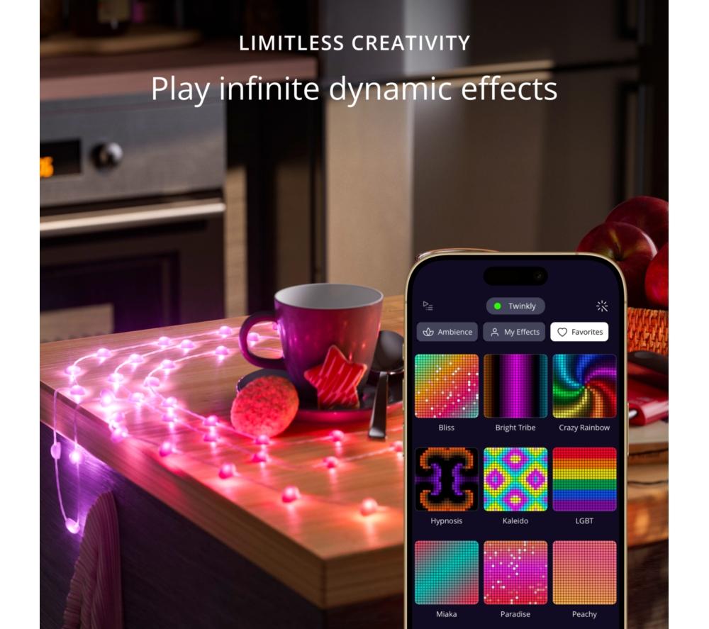 TWINKLY Candies Hearts Smart 100 RGB LED String Lights - 6.5 m image number 6 of 9