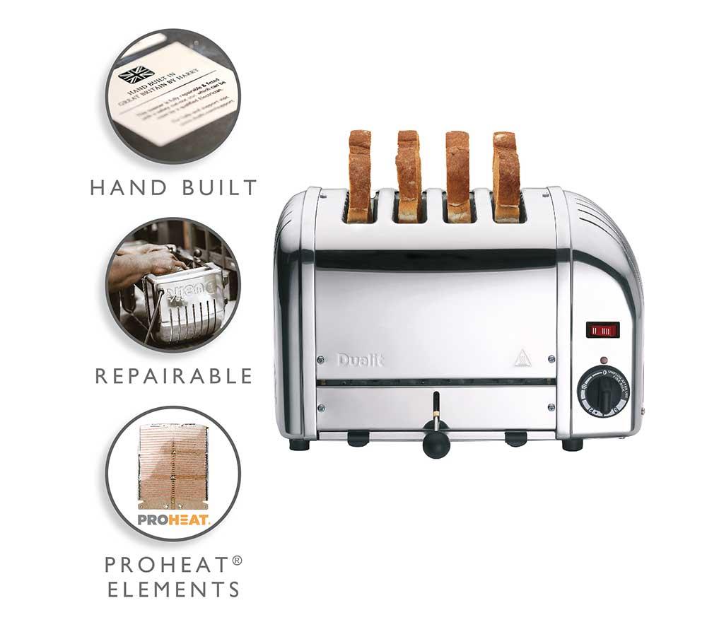 DUALIT Vario 40352 4-Slice Toaster - Polished Stainless Steel image number 2 of 9
