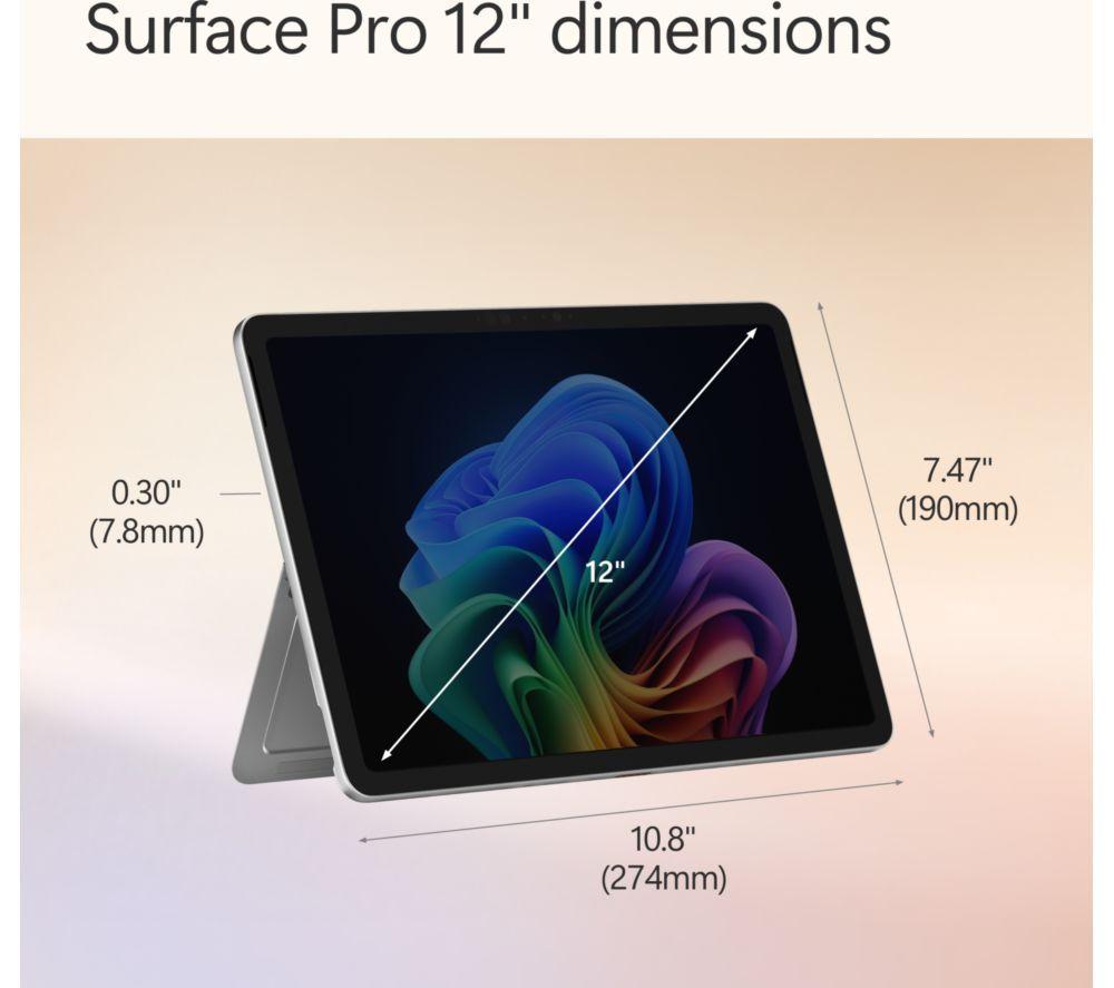 MICROSOFT 12" Surface Pro, Copilot+ PC with keyboard - Snapdragon X Plus, 256 GB SSD, Platinum image number 8 of 12