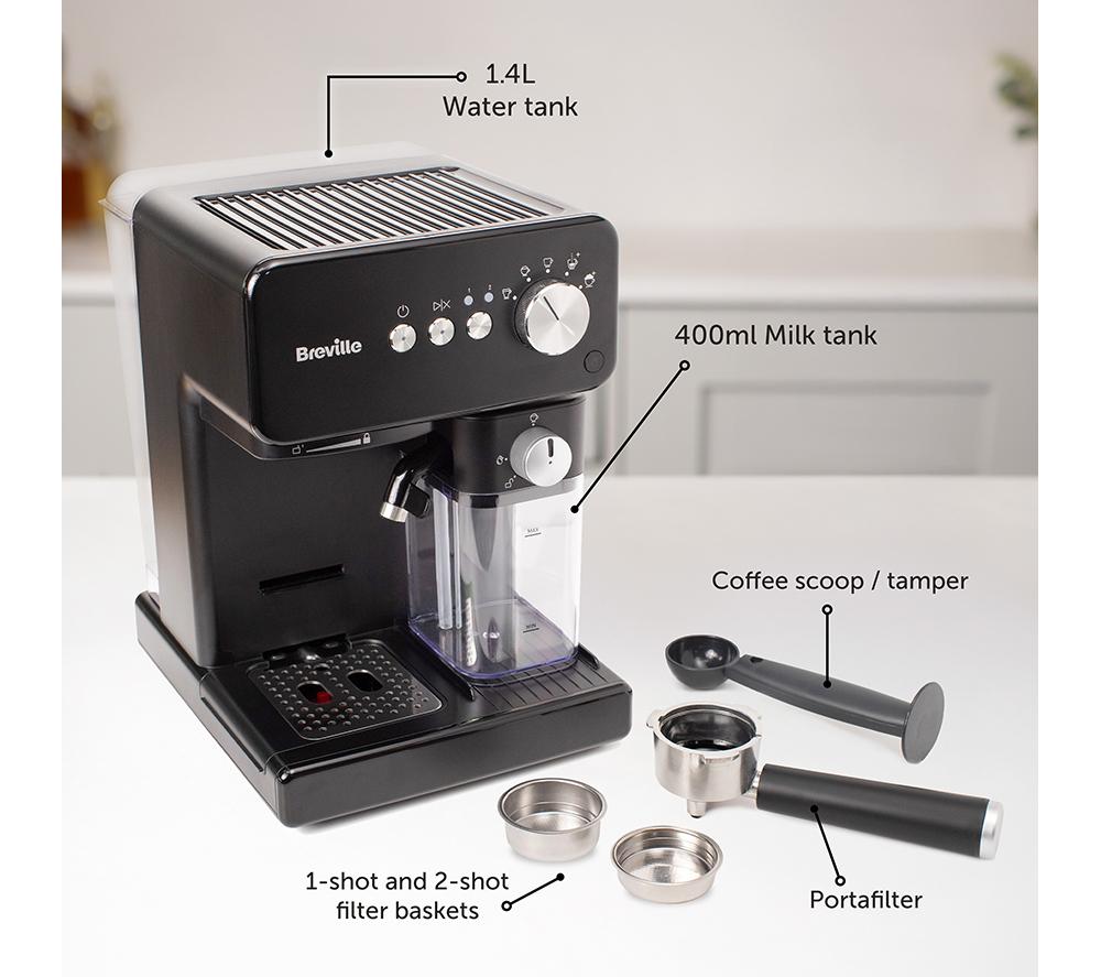 BREVILLE Prima Latte VCF183 Coffee Machine - Black image number 7 of 8