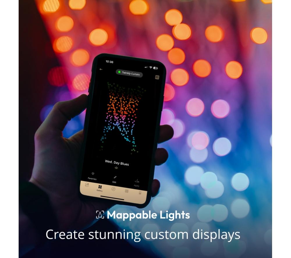 TWINKLY Curtain Gen 2.5 Smart RGB+W LED String Lights - 210 LEDs image number 3 of 14