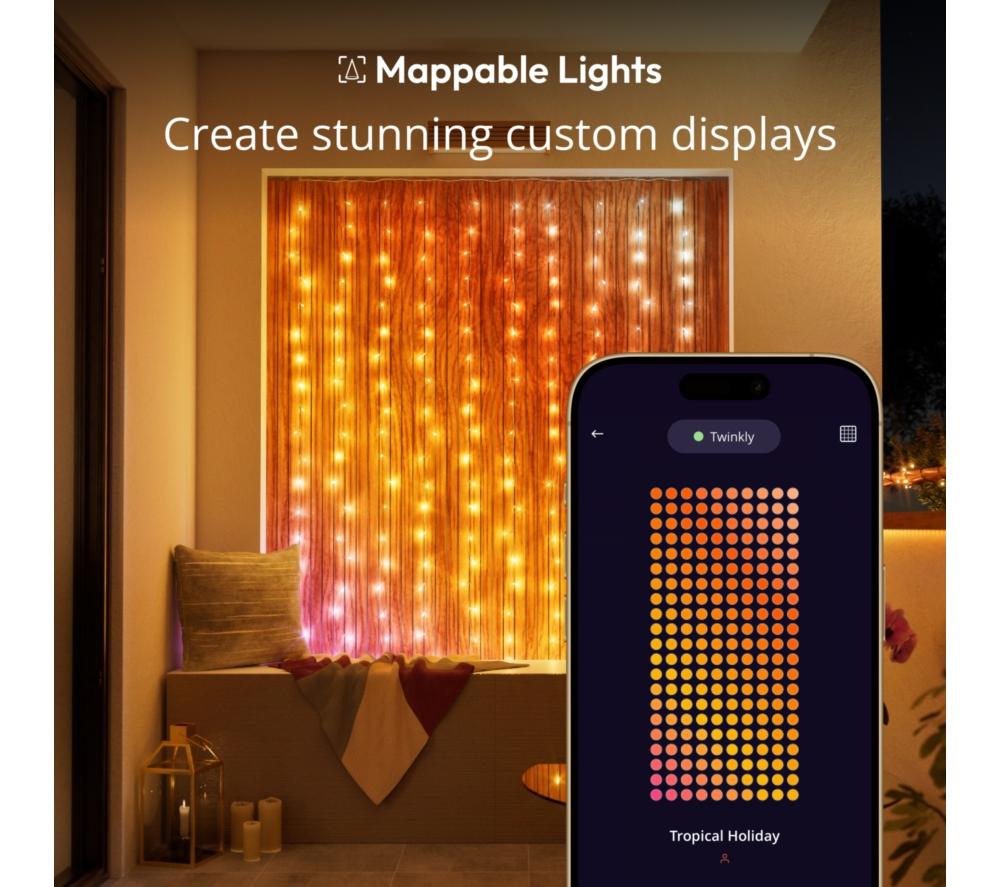 TWINKLY Curtain Gen 2.5 Smart RGB+W LED String Lights - 210 LEDs image number 9 of 14