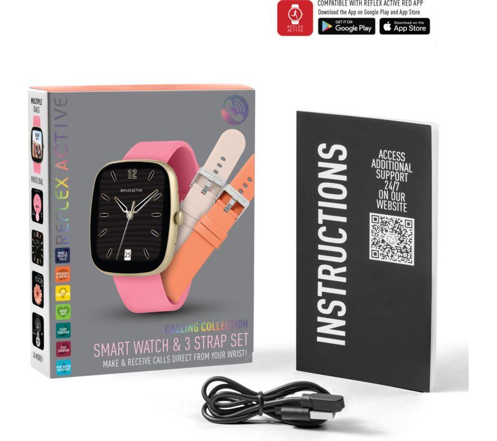 REFLEX ACTIVE Series 50 Smart Watch - Pink, Cream & Orange Silicone Strap Set image number 2 of 2