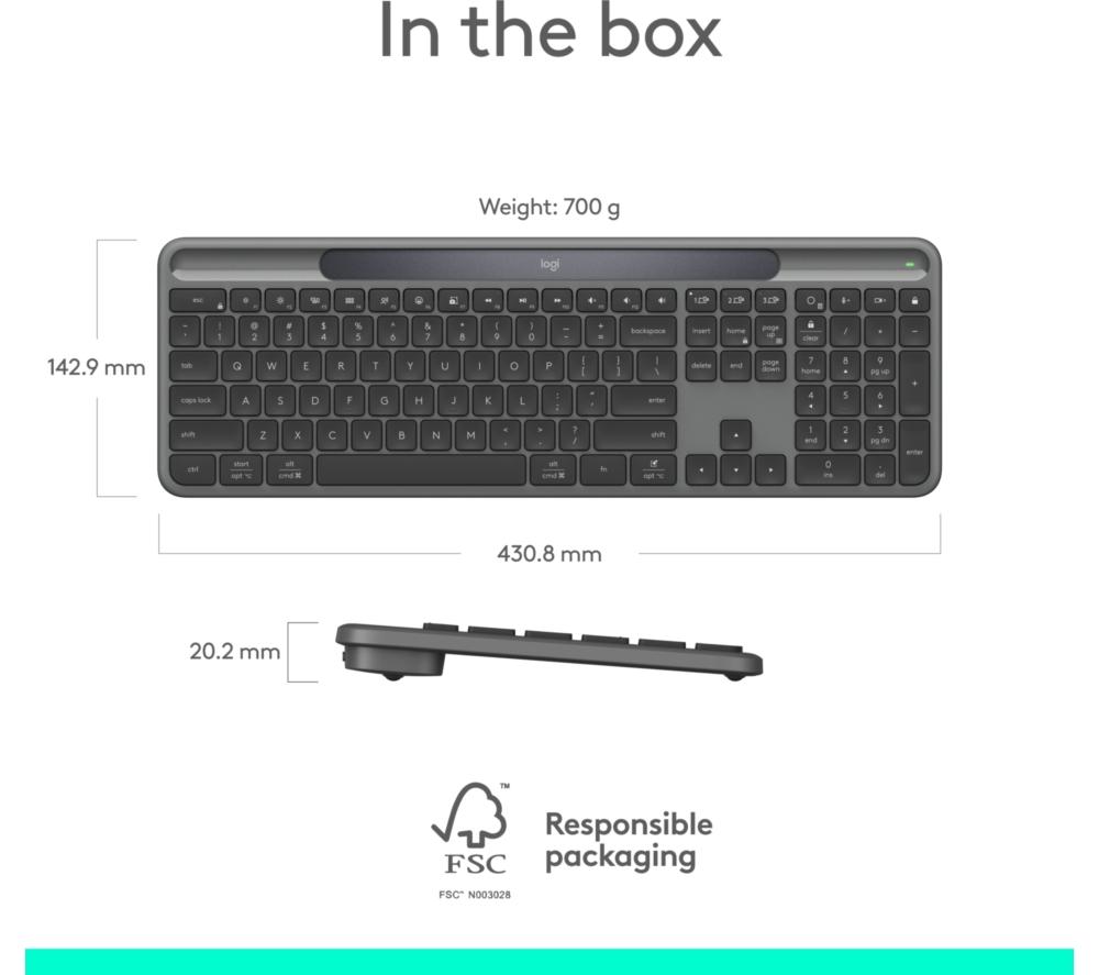 LOGITECH Signature Slim Solar+ Wireless Keyboard - Graphite image number 13 of 13