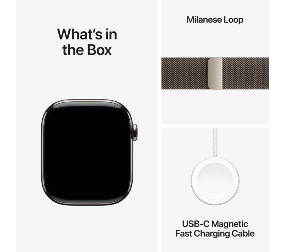 APPLE Watch Series 11 Cellular - 46 mm&nbsp;Natural Titanium Case with Natural Milanese Loop, S/M image number 9 of 10