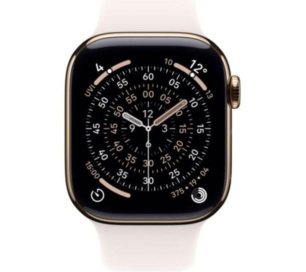 APPLE Watch Series 11 Cellular - 46 mm&nbsp;Gold Titanium Case with Light Blush Sport Band, S/M image number 2 of 10