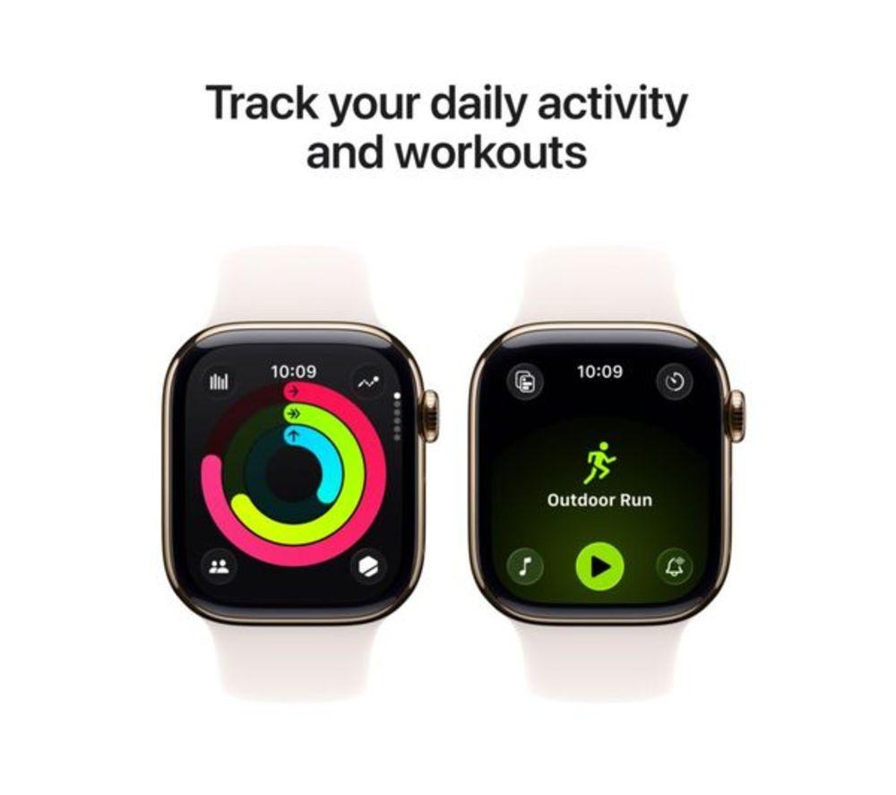 APPLE Watch Series 11 Cellular - 46 mm&nbsp;Gold Titanium Case with Light Blush Sport Band, S/M image number 4 of 10