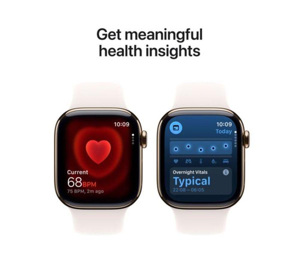 APPLE Watch Series 11 Cellular - 46 mm&nbsp;Gold Titanium Case with Light Blush Sport Band, S/M image number 5 of 10