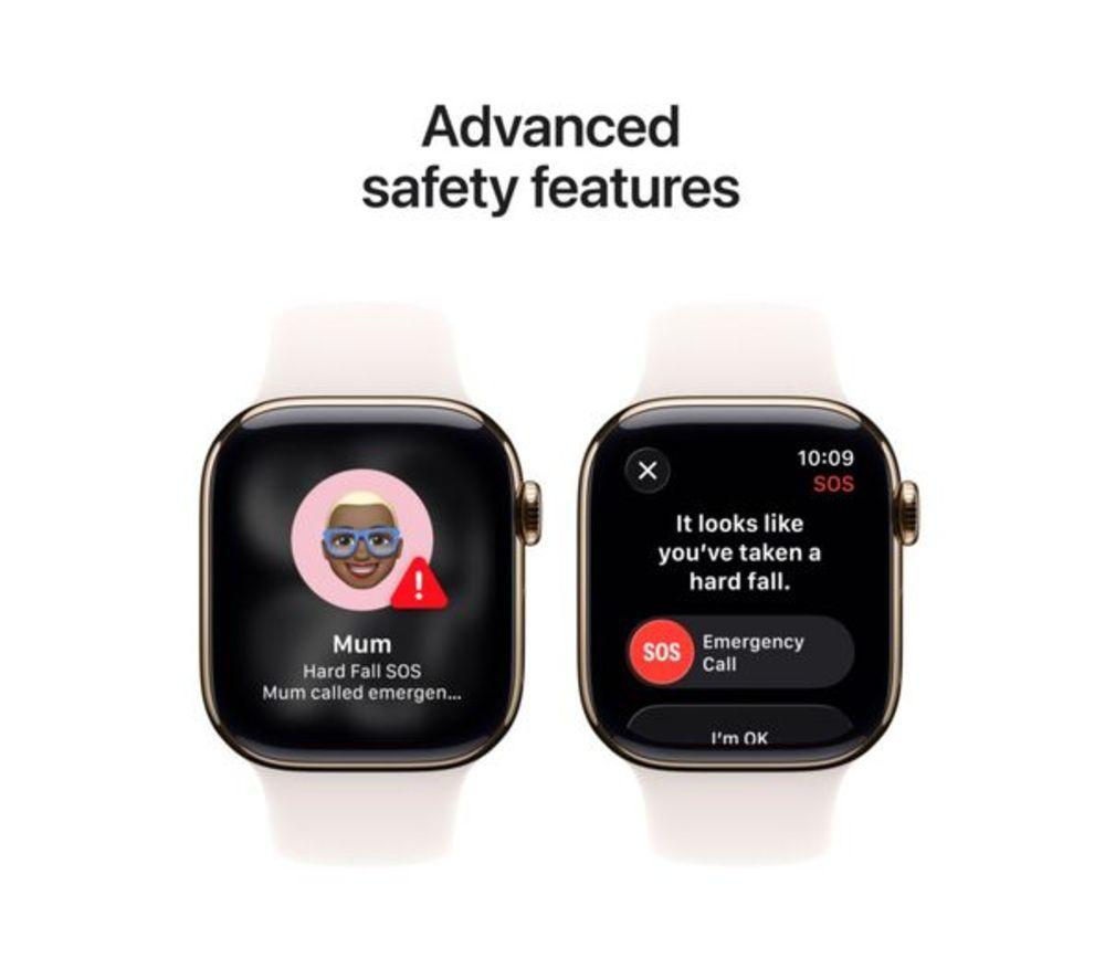 APPLE Watch Series 11 Cellular - 46 mm&nbsp;Gold Titanium Case with Light Blush Sport Band, S/M image number 9 of 10
