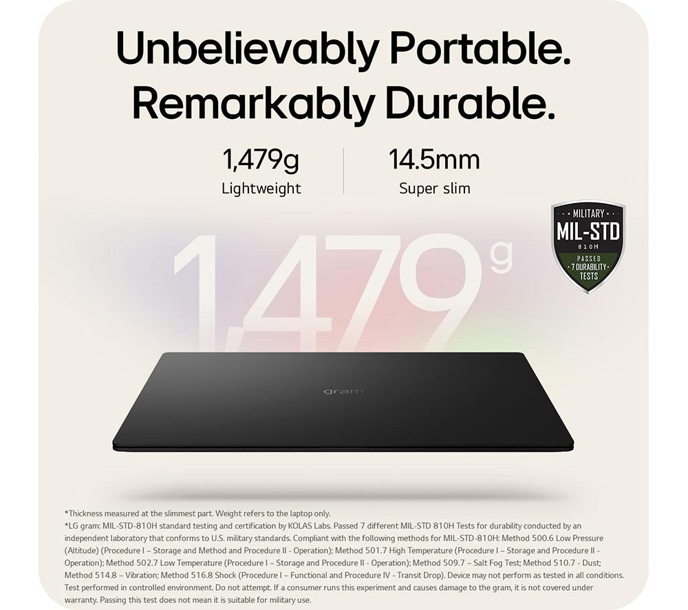 LG gram Pro 17Z90TR-E.AD88A1 17" Laptop - Intel&reg; Core&trade; Ultra 7, 1 TB SSD, Black image number 4 of 16