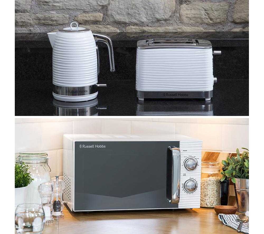 RUSSELL HOBBS Inspire Solo Microwave, Jug Kettle & 2-Slice Toaster Bundle - White image number 4 of 9