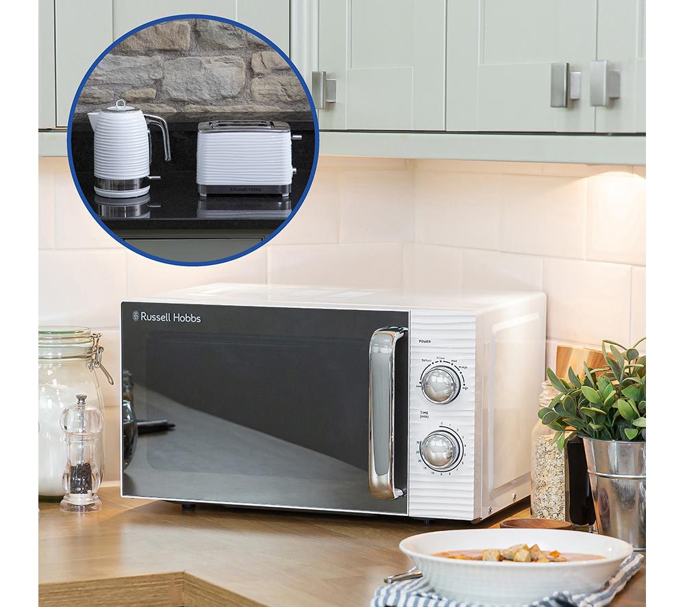 RUSSELL HOBBS Inspire Solo Microwave, Jug Kettle & 2-Slice Toaster Bundle - White image number 8 of 9