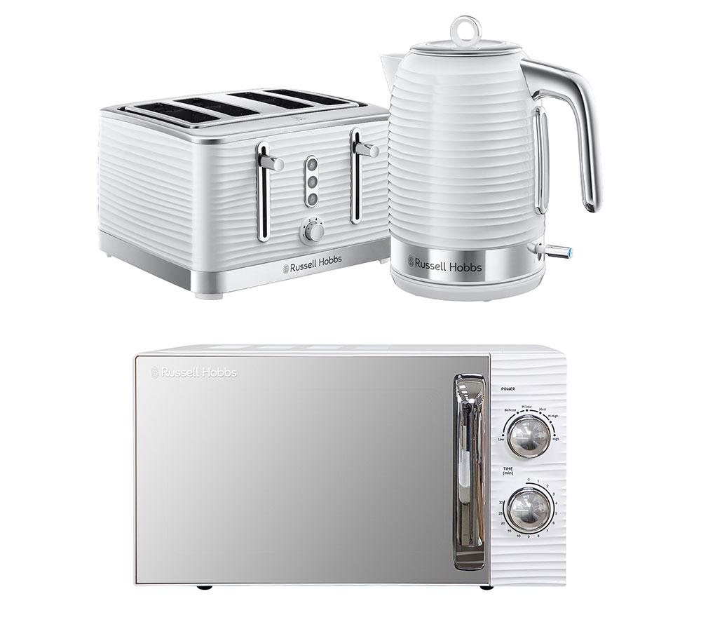 RUSSELL HOBBS Inspire Solo Microwave, Jug Kettle & 4-Slice Toaster Bundle - White image number 2 of 9