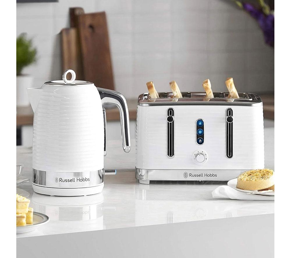RUSSELL HOBBS Inspire Solo Microwave, Jug Kettle & 4-Slice Toaster Bundle - White image number 6 of 9