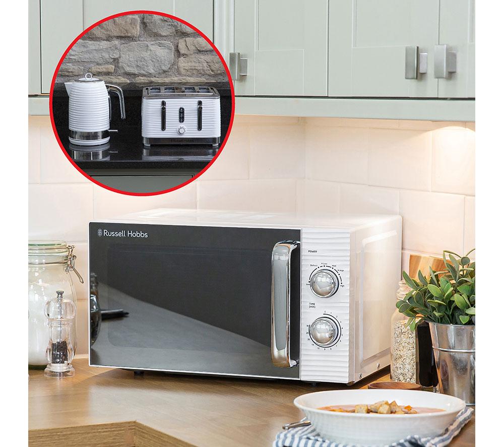 RUSSELL HOBBS Inspire Solo Microwave, Jug Kettle & 4-Slice Toaster Bundle - White image number 7 of 9