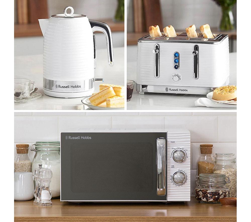 RUSSELL HOBBS Inspire Solo Microwave, Jug Kettle & 4-Slice Toaster Bundle - White image number 9 of 9