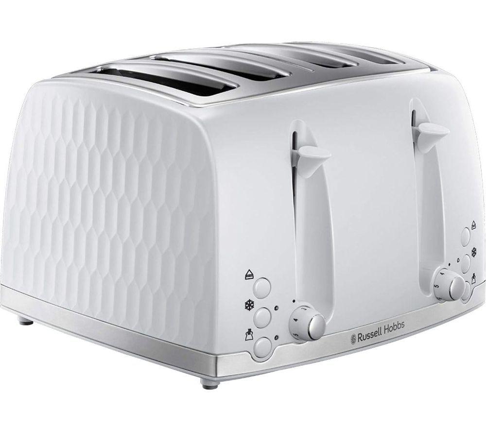 RUSSELL HOBBS Honeycomb Solo Microwave, Jug Kettle & 4-slice Toaster Bundle - White image number 4 of 5
