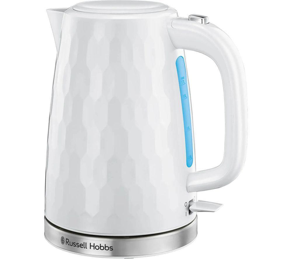 RUSSELL HOBBS Honeycomb Solo Microwave, Jug Kettle & 4-slice Toaster Bundle - White image number 5 of 5