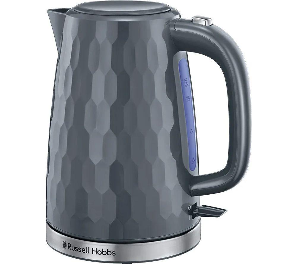 RUSSELL HOBBS Honeycomb Solo Microwave, Jug Kettle & 4-Slice Toaster Bundle - Grey image number 3 of 5