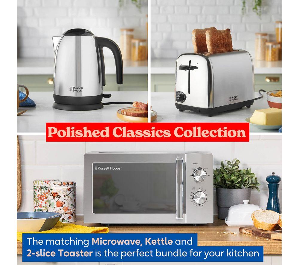 RUSSELL HOBBS Classics Solo Microwave, Jug Kettle & 2-Slice Toaster Bundle - Polished Stainless Steel image number 3 of 6