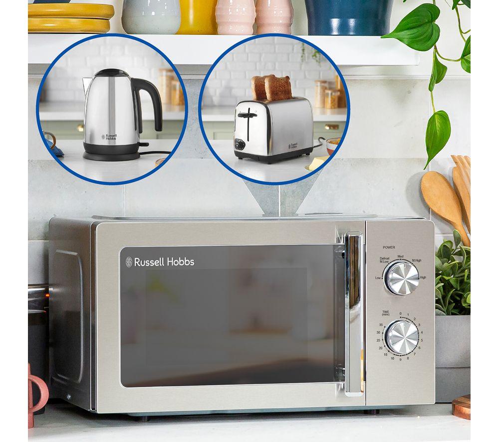 RUSSELL HOBBS Classics Solo Microwave, Jug Kettle & 2-Slice Toaster Bundle - Polished Stainless Steel image number 4 of 6