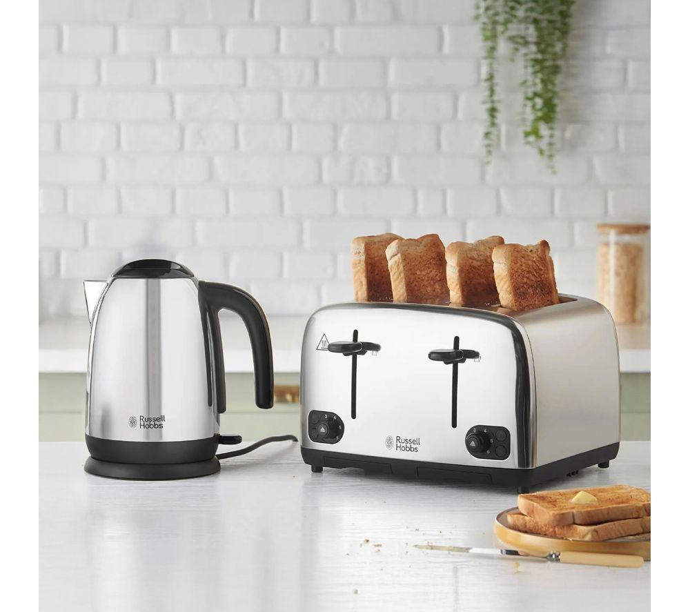 RUSSELL HOBBS Solo Microwave, Jug Kettle & 4-Slice Toaster Bundle - Silver Polished image number 3 of 7