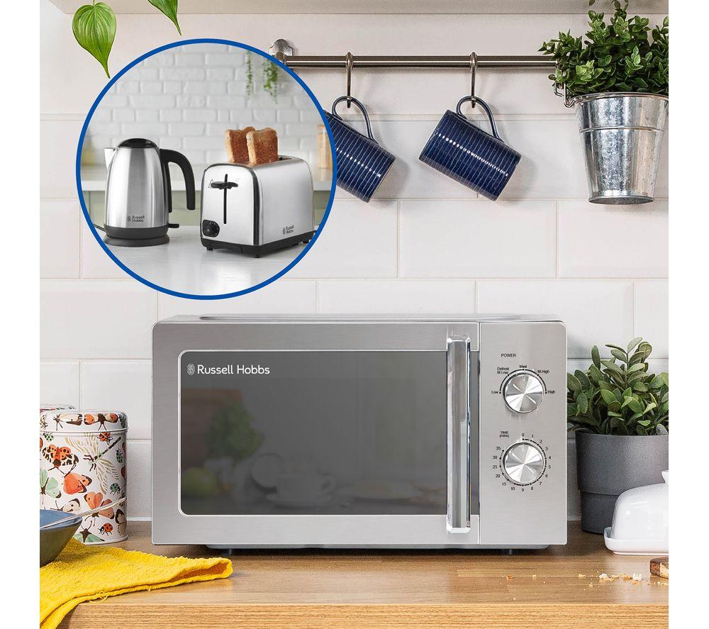 RUSSELL HOBBS Classics Solo Microwave, Jug Kettle & 2-Slice Toaster Bundle - Brushed Stainless Steel image number 5 of 7