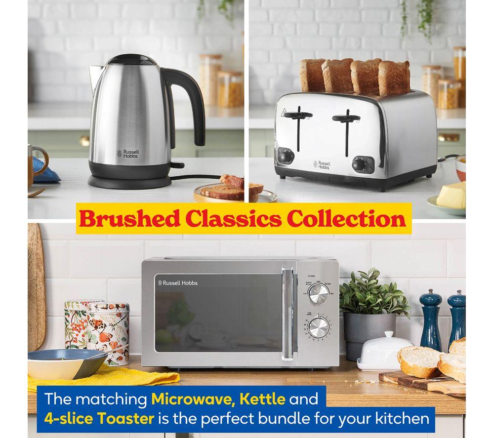 RUSSELL HOBBS Solo Microwave, Jug Kettle & 4-Slice Toaster Bundle - Silver Brushed image number 2 of 7