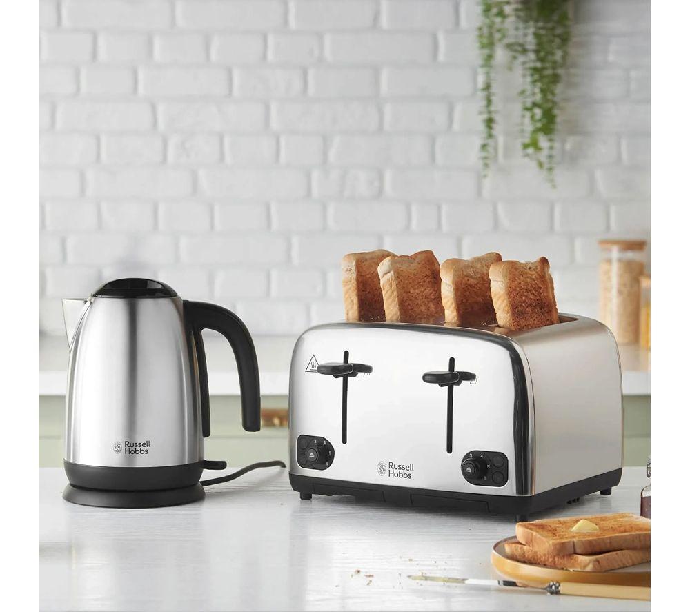 RUSSELL HOBBS Solo Microwave, Jug Kettle & 4-Slice Toaster Bundle - Silver Brushed image number 3 of 7