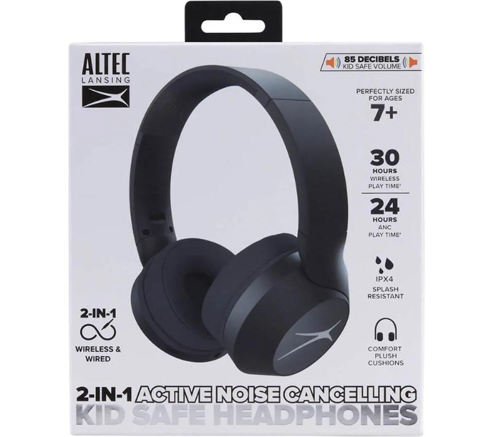 ALTEC LANSING 2-in-1 Wireless Bluetooth Noise-Cancelling Kids Headphones - Black image number 2 of 7