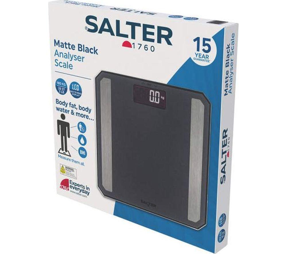 SALTER SA00674BCFEU12 Glass Analyser Bathroom Scale - Matte Black image number 2 of 7