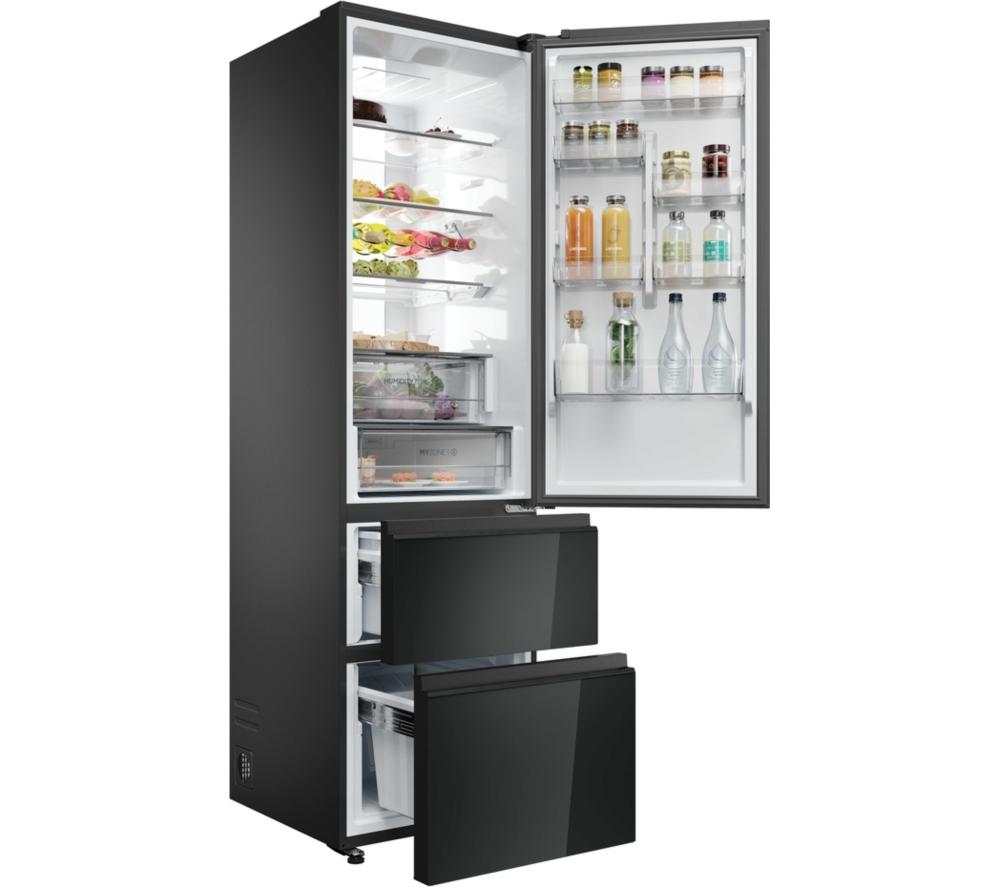 HAIER 3D 60 Series 7 No Frost HTW7620DNGB Smart Fridge Freezer - Obsidian Black Glass image number 2 of 18
