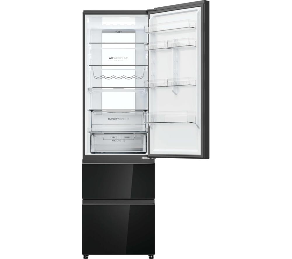 HAIER 3D 60 Series 7 No Frost HTW7620DNGB Smart Fridge Freezer - Obsidian Black Glass image number 4 of 18