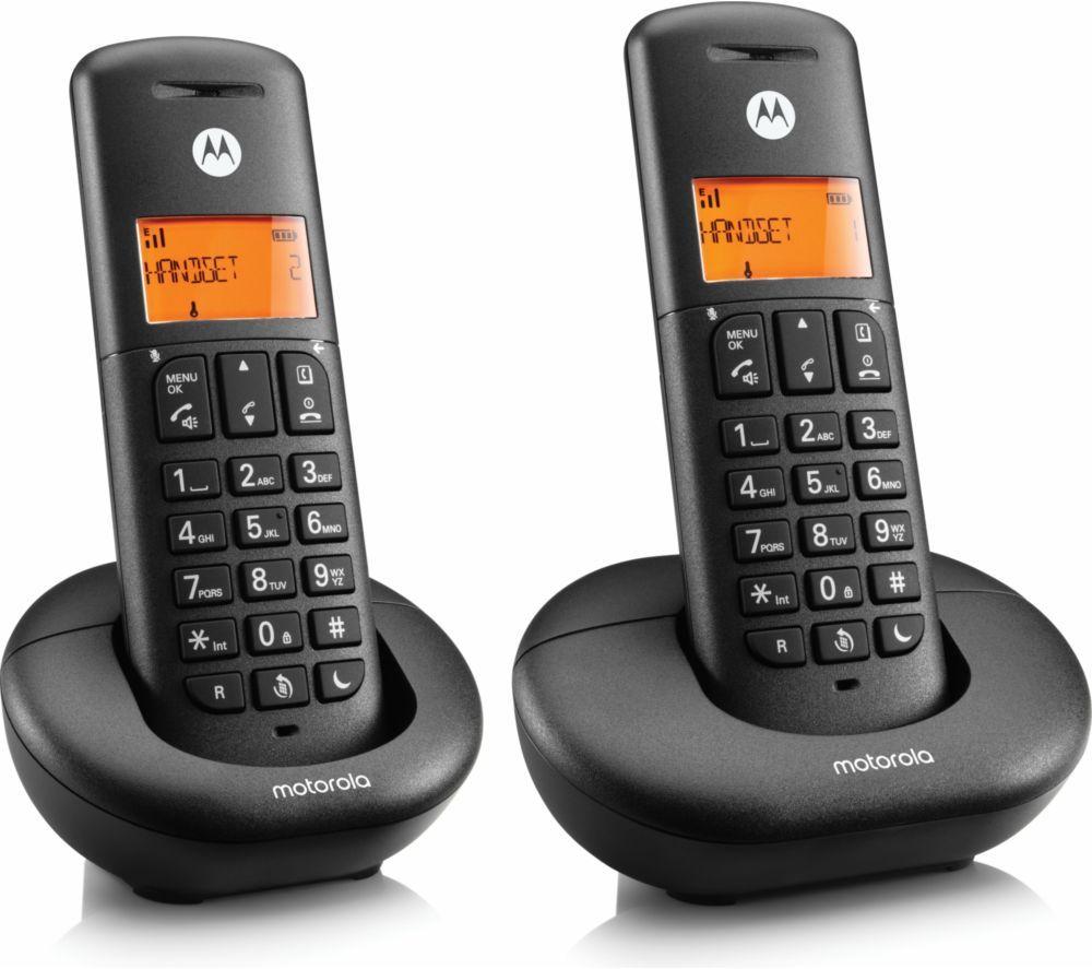 MOTOROLA E202 Cordless Phone - Twin Handsets, Black image number 3 of 3
