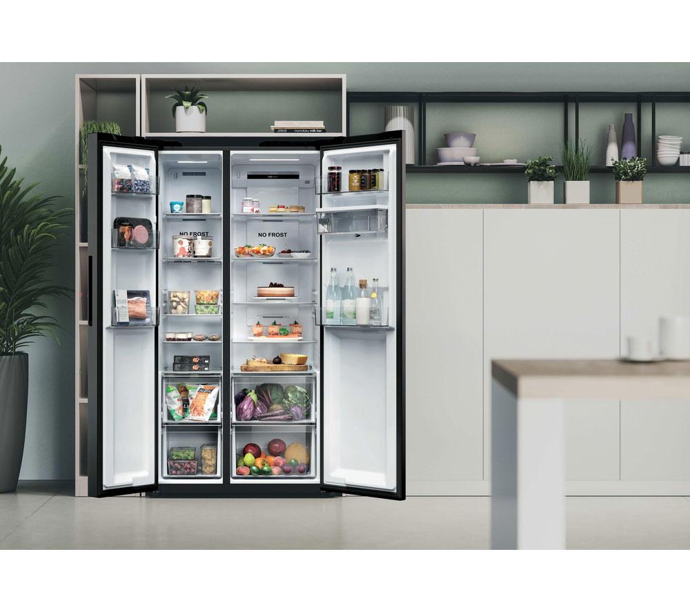 HOOVER HONSQ2T918EWBK SBS WD American-Style Fridge Freezer - Black image number 8 of 9