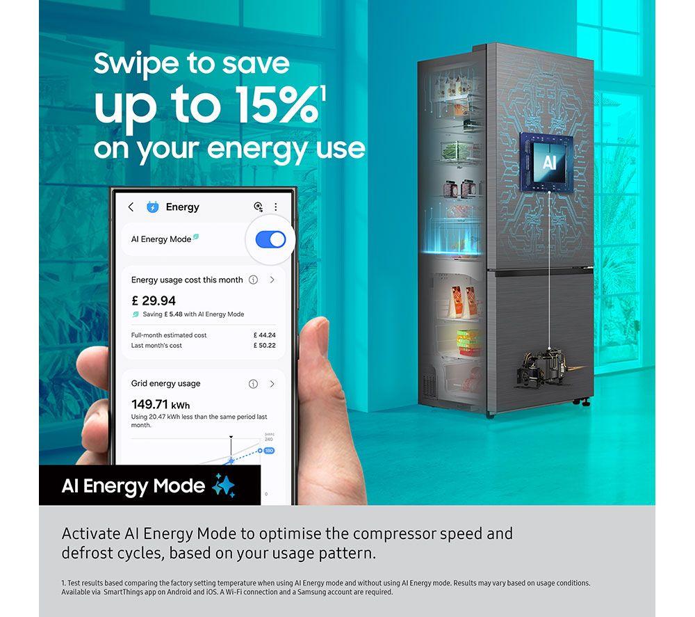 SAMSUNG Series 8 SpaceMax RB50DG632ES9EU 60/40 Smart Fridge Freezer - Silver image number 11 of 12