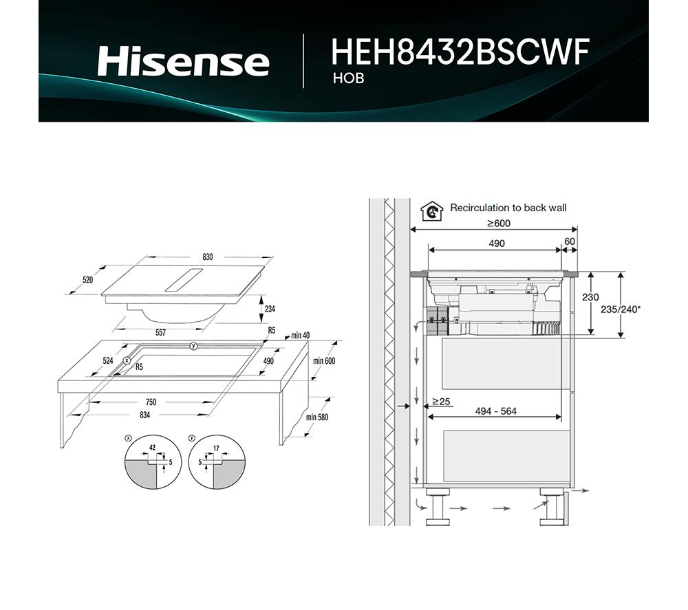 HISENSE Hi6 HEH8432BSCWF 83 cm Vented Induction Hob with Bridge Zone - Black image number 13 of 27