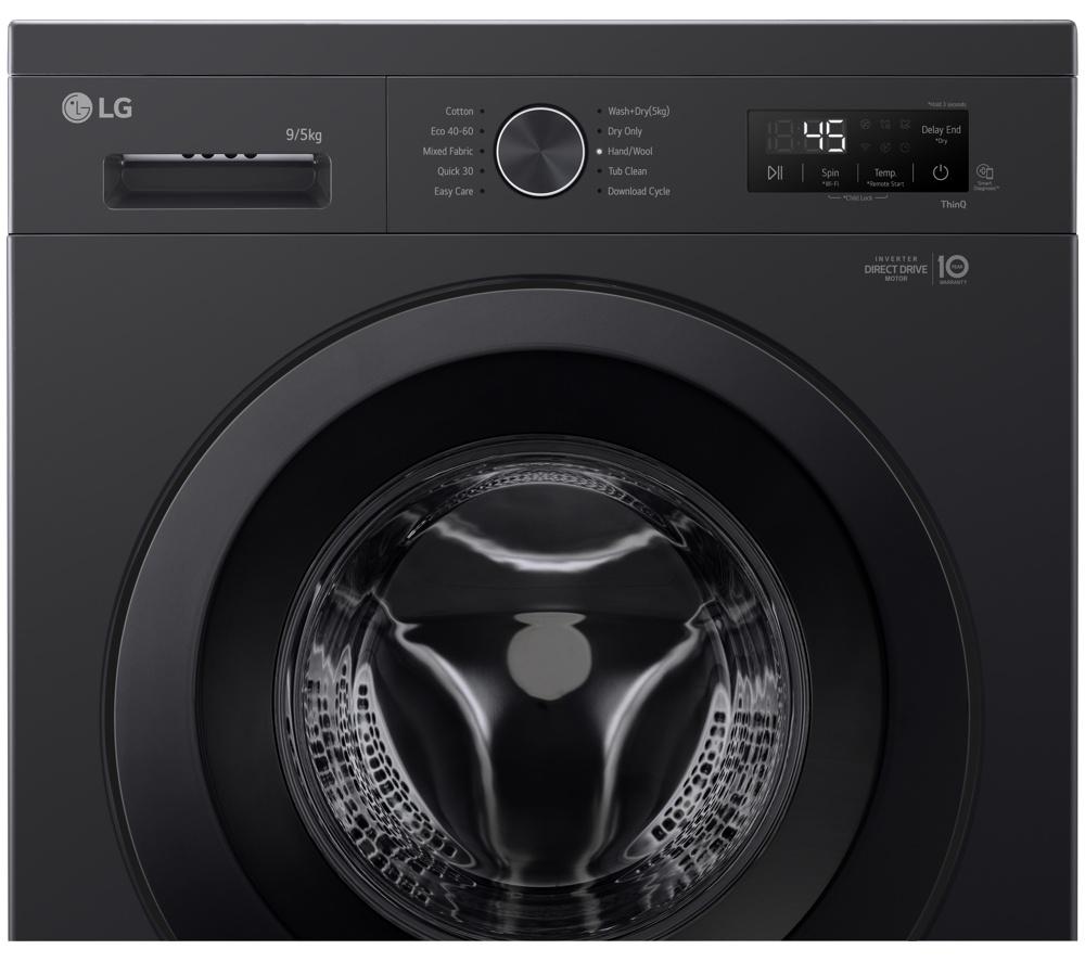 LG Series 2 Direct Drive W4X1095NNK WiFi-enabled 9 kg Washer Dryer - Onyx Black image number 10 of 11