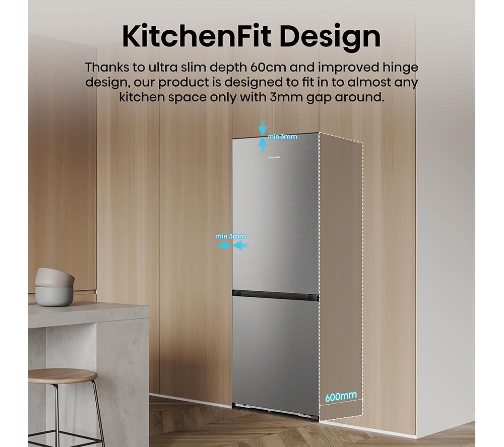 HISENSE KitchenFit RB3K330SAIC Smart 60/40 Fridge Freezer - Silver Inox image number 5 of 17