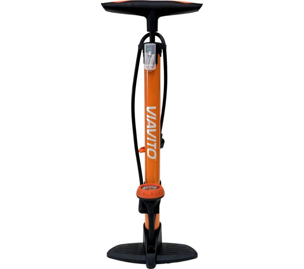 Viavito Floor Pump With Pressure Gauge - Black & Orange