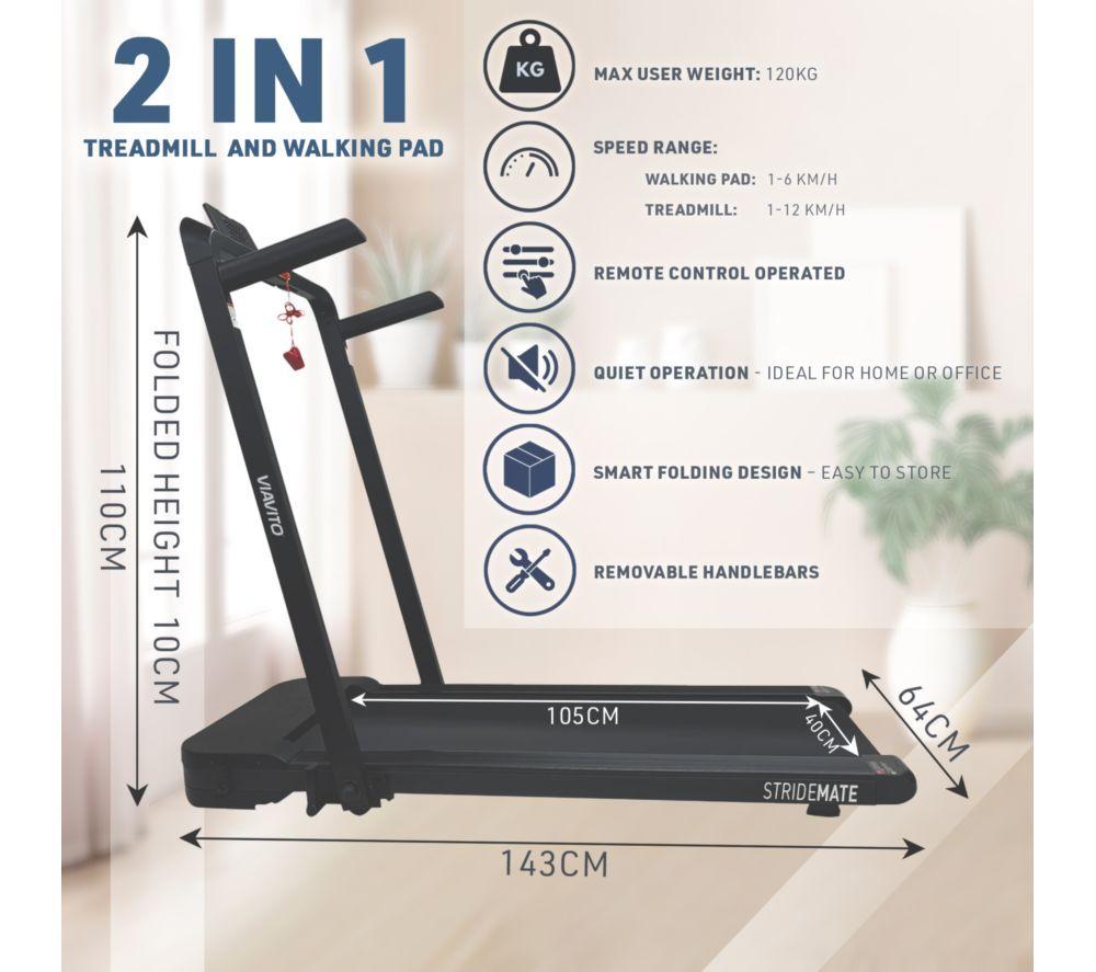 VIAVITO StrideMate 2-in-1 Walking Pad & Treadmill - Black image number 4 of 7